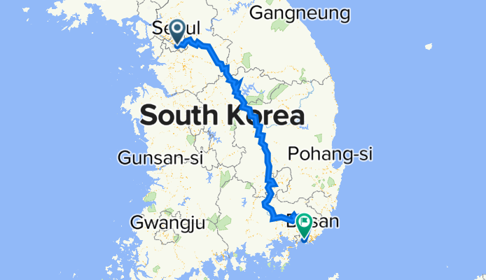 Hangang (riv.) Bicycle Path, Seoul nach Nakdong River Cultural Center,
