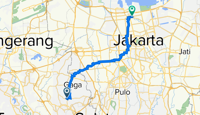 Jalan Puskesmas 6, Kecamatan Pondok Aren to Jalan Mangga Dua Raya No. 55, Kecamatan Taman Sari
