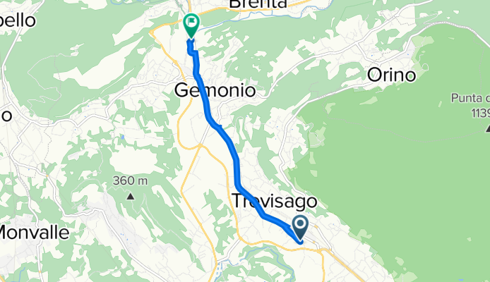 Via Pò 5, Cocquio-Trevisago naar Via Adua 1, Gemonio