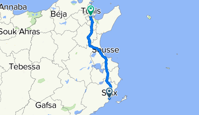 Rond-Point Bebjebli, Sfax nach P5 53, Tunis