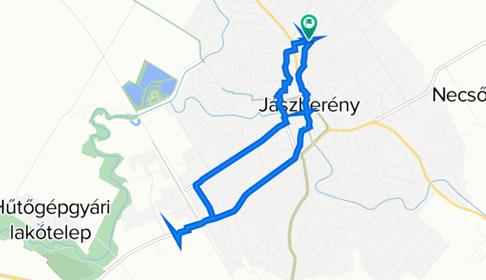 Mező utca 24., Jászberény to Mező utca 24., Jászberény