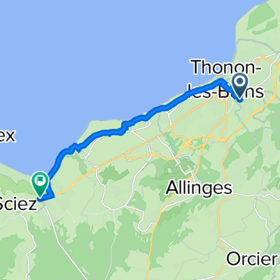 De Avenue des Jardins 11, Thonon-les-Bains à Avenue de Bonnatrait 611, Sciez
