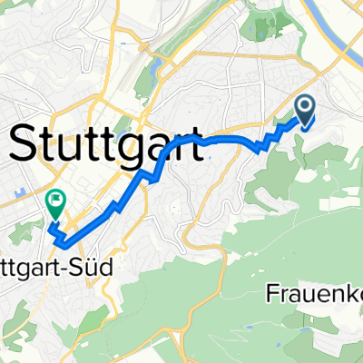 Wasserbergweg 23, Stuttgart nach Furtbachstraße 12A, Stuttgart