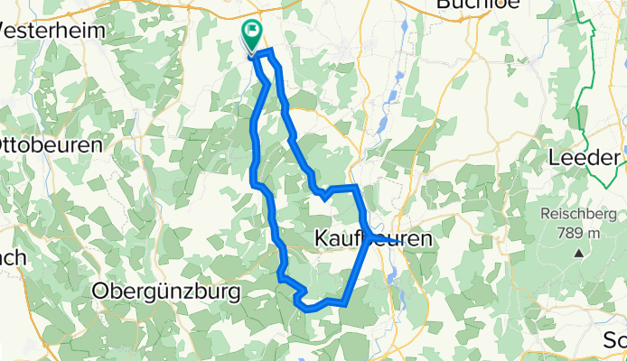 Radtour Dirlewang - Eggental - Kaufbeuren - Irsee - Baisweil - Dirlewang