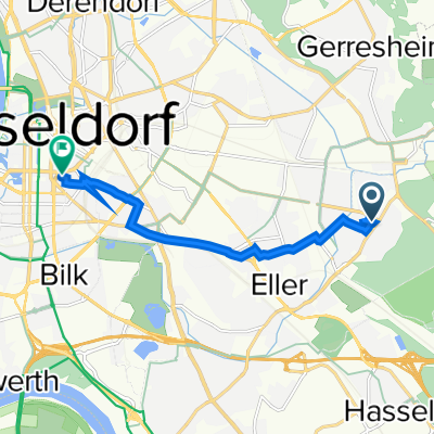 Lassallestraße 6, Düsseldorf nach Adersstraße 60, Düsseldorf