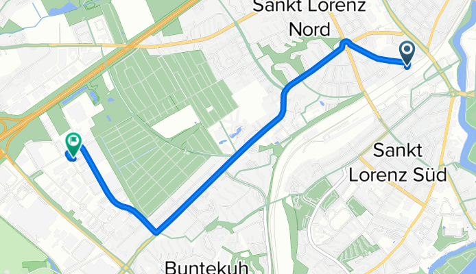 Steinrader Weg 13, Lübeck nach Leinweberstraße 1, Lübeck