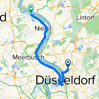 Ulmenstraße 58, Düsseldorf nach Bataverstraße 16, Krefeld