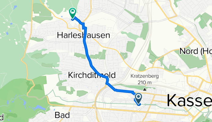 Lassallestr. 9, Kassel nach Daspelstraße 19, Kassel