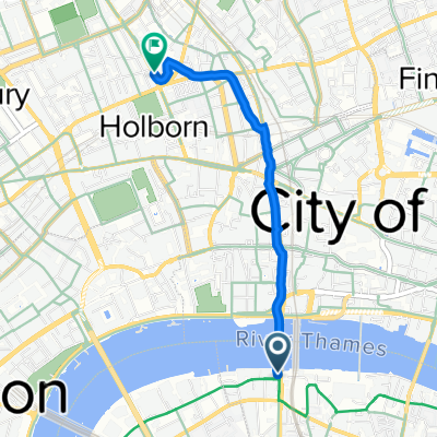 Blackfriars Bridge, Cycleway 6, London to 162 Gray's Inn Road, London