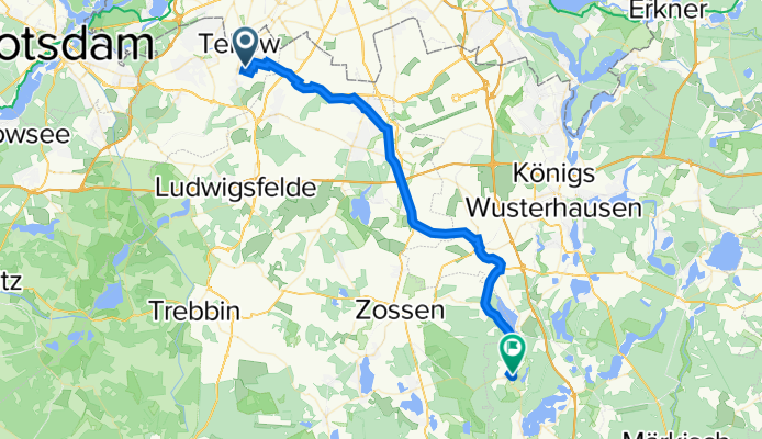 Hortensienstraße 37, Teltow nach Märkische Straße 1, Mittenwalde