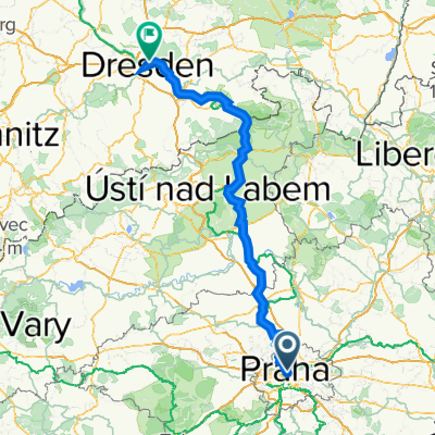 Trasa z Prague (Praha) do Dresden Albertplatz
