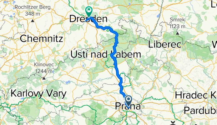 Trasa z Prague (Praha) do Dresden Albertplatz