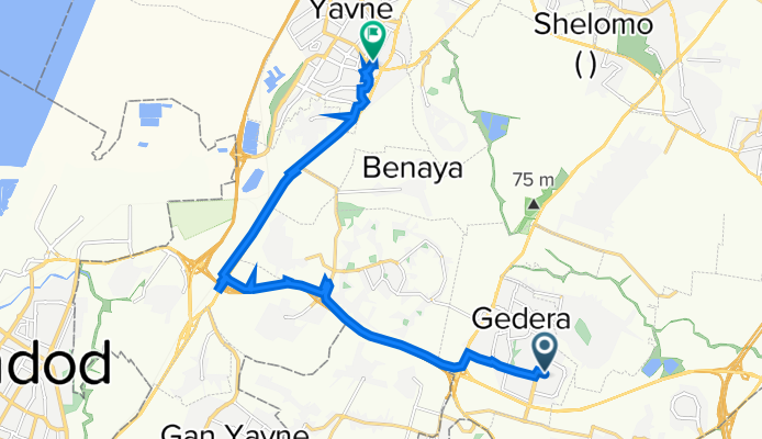 Alon Street 2, Gedera to Sderot Du'ani 41, Yavne