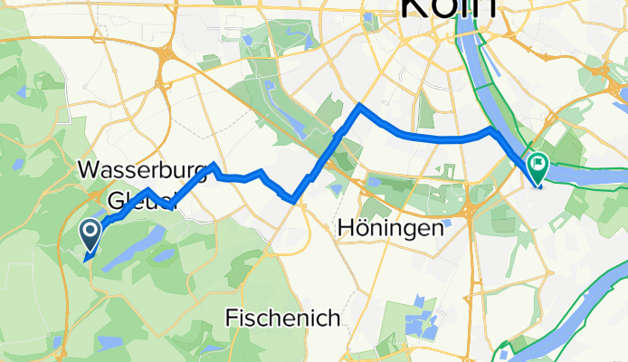 Wendelinusstraße 53, Hürth to Hauptstraße 128, Köln