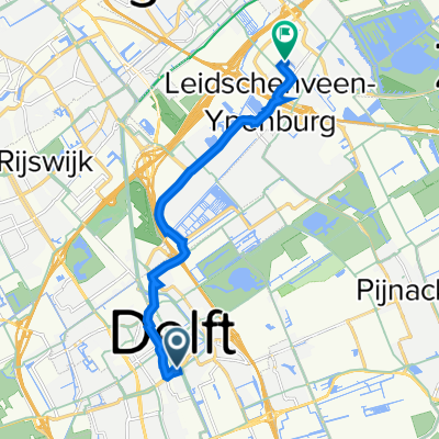 Zuidwal, Delft naar Piet Baarslaan 25, Den Haag