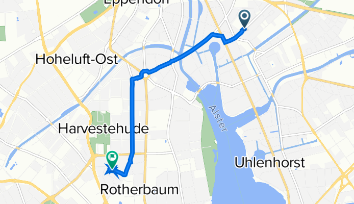 Krohnskamp 25, Hamburg nach Rutschbahn 18, Hamburg