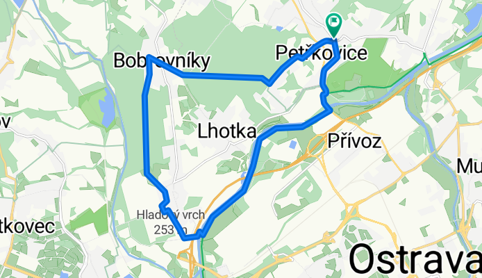 Petřkovice - Bobrovníky - Hošťálkovice - podél Odry - Petřkovice
