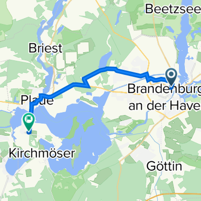 Brielower Straße 63, Brandenburg an der Havel nach Unter den Platanen 44, Brandenburg an der Havel