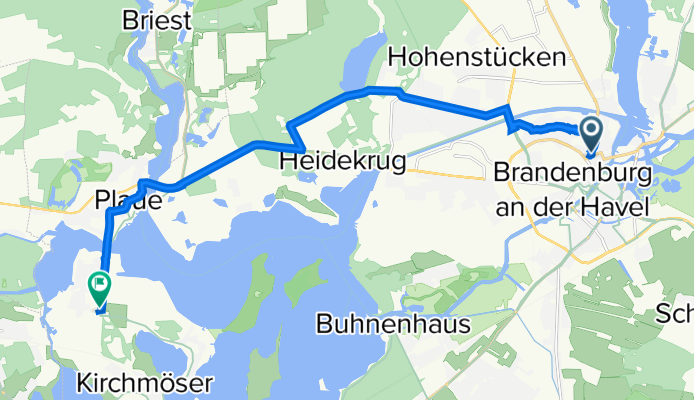 Brielower Straße 63, Brandenburg an der Havel nach Unter den Platanen 44, Brandenburg an der Havel