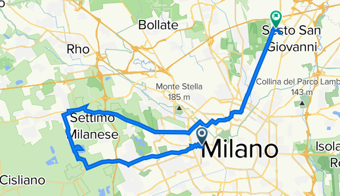 Da Via Michelangelo Buonarroti 4, Milano a Via dei Partigiani 109, Cinisello Balsamo