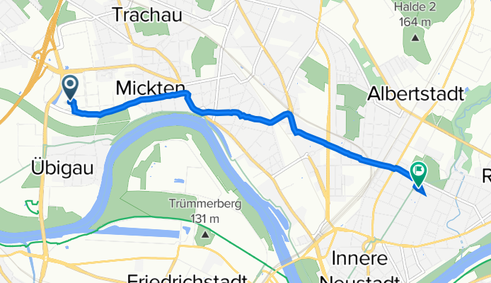 Treidlerstraße 3, Dresden to Sebnitzer Straße 7, Dresden