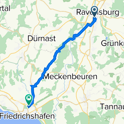 Tannenbergstraße 14, Ravensburg nach Meistershofener Straße 10, Friedrichshafen