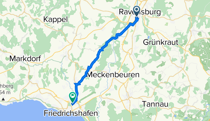 Tannenbergstraße 14, Ravensburg nach Meistershofener Straße 10, Friedrichshafen