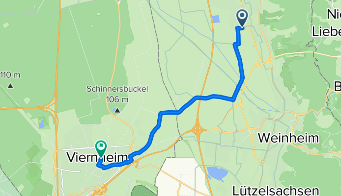 Kollwitzstraße 9, Weinheim nach Luisenstraße 33, Viernheim