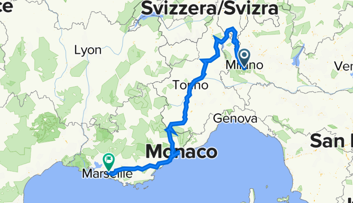 Via Selvanesco 42–48, Milan to 91 Chemin du Merlan à la Rose, Marseille