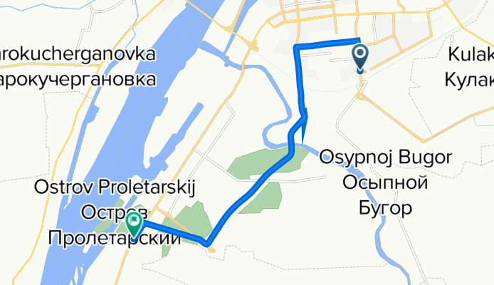 От улица Кубанская 74а, Астрахань до Тюльпановая улица дом 3, Астрахань