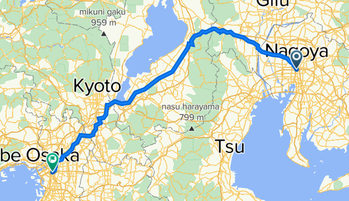 27-15, Osu 2-Chōme, Naka, Nagoya to 国道25号, Chuo, Osaka