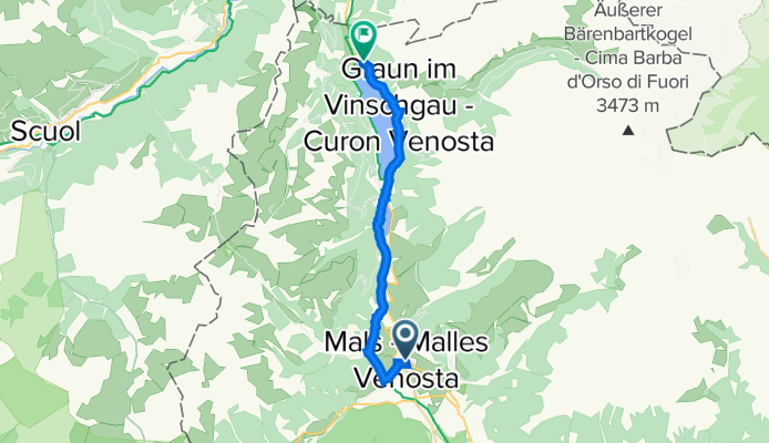 Malles Venosta to Curon Venosta