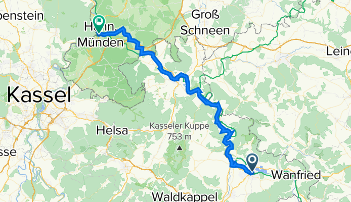 Am Mühlgraben 1, Eschwege nach Ziegelstraße 10, Hannoversch Münden