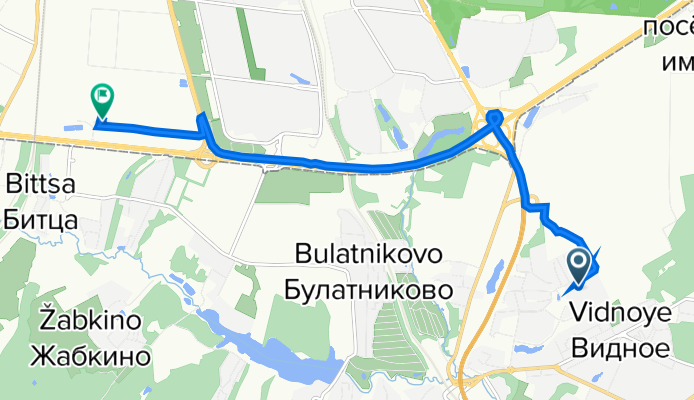 От бульвар Зеленые Аллеи 17, Тарычево до Москва