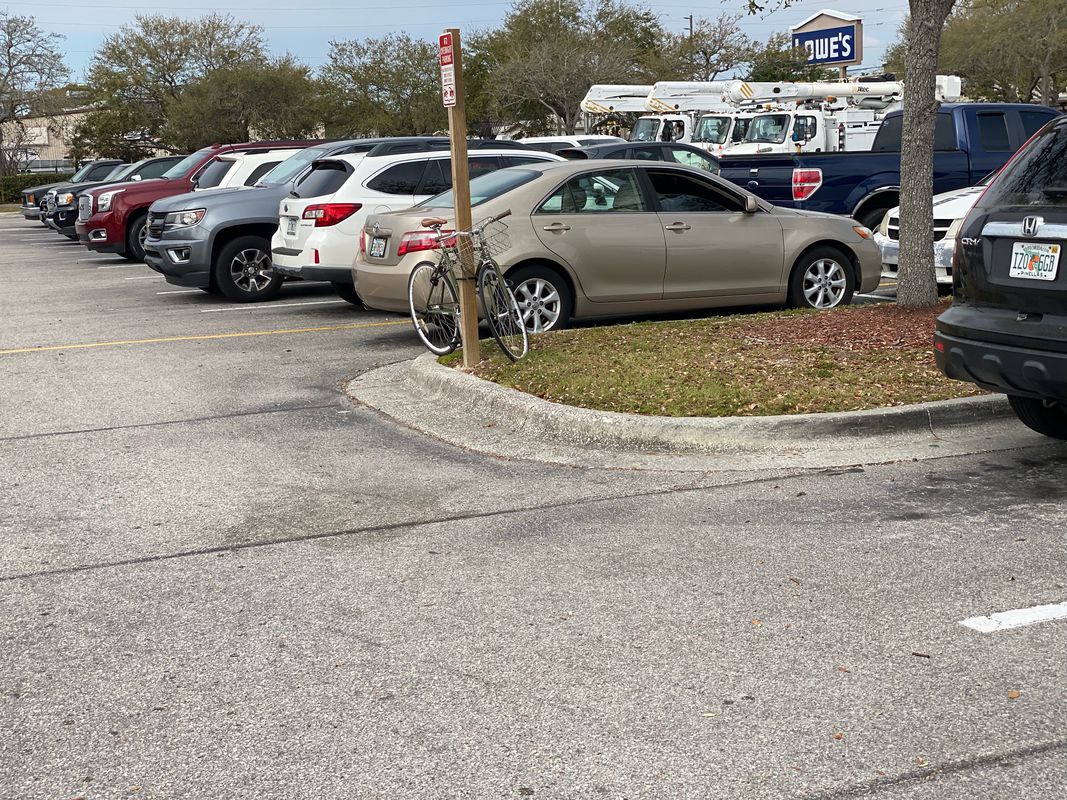 Lowe’s because of the awesome bike racks
