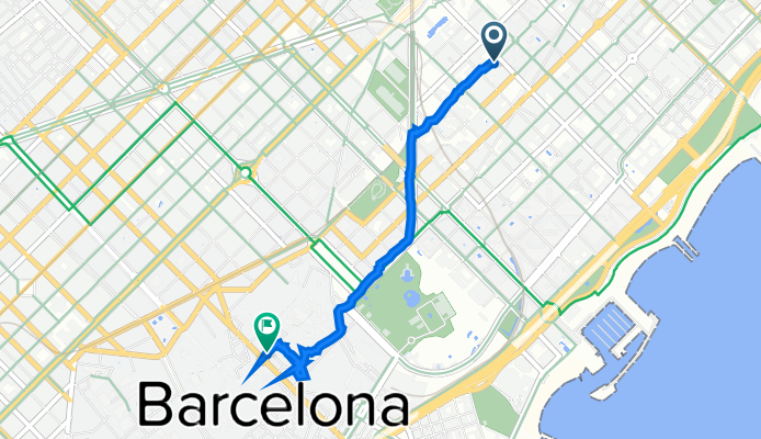 Carrer de Sancho de Àvila, 104, Barcelona a Avinguda de Francesc Cambó, 10S, Barcelona