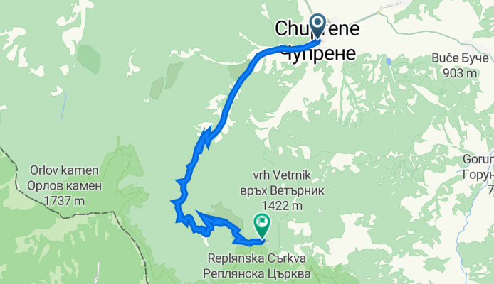 Route Chuprene – Gorski Raj hut