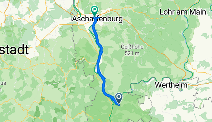 St2310 23, Miltenberg nach Ottostraße 16, Aschaffenburg