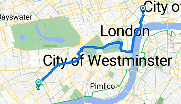 1 Kingsway, London to 90 Old Church St, London