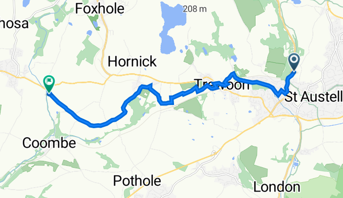 88 Bodmin Road, St Austell to Coombe Road, St Stephen, St Austell