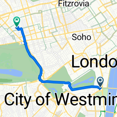City of Westminster, London to 23 Cumberland Mansions, Brown St, London