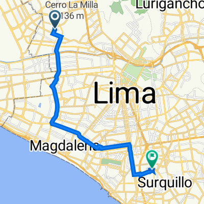 De Jirón Víctor Navarro 458, Lima a Avenida Domingo Orué 979, Surquillo