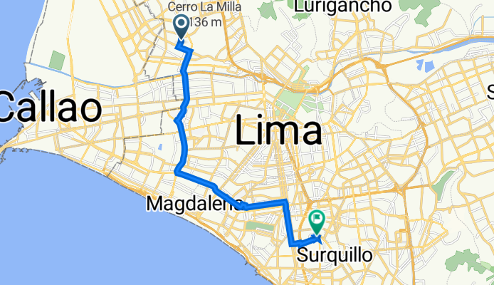 De Jirón Víctor Navarro 458, Lima a Avenida Domingo Orué 979, Surquillo