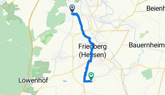Rießstraße 39, Bad Nauheim nach Pfingstweide 13, Friedberg (Hessen)