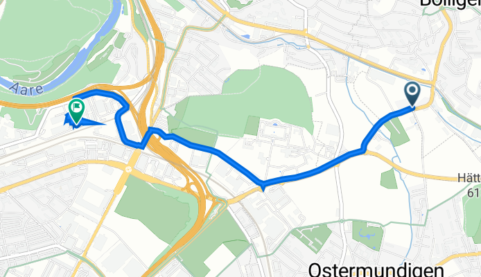 Bolligenstrasse 65, Bolligen nach Hilfikerstrasse 1, Bern