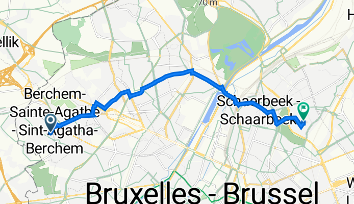 Kerkstraat 93, Sint-Agatha-Berchem/Berchem-Sainte-Agathe naar Freesiadreef 3, Schaarbeek/Schaerbeek