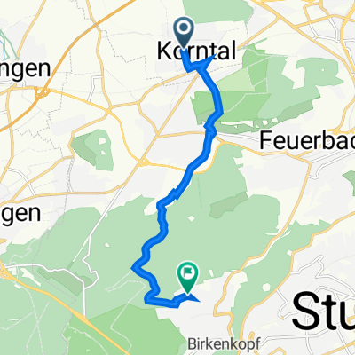 Heimstraße 1, Korntal-Münchingen nach Mittlerer Bauernwaldweg 70, Stuttgart