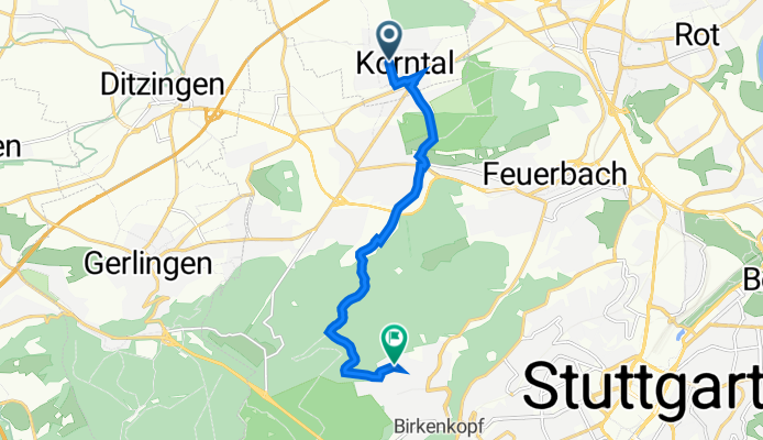 Heimstraße 1, Korntal-Münchingen nach Mittlerer Bauernwaldweg 70, Stuttgart