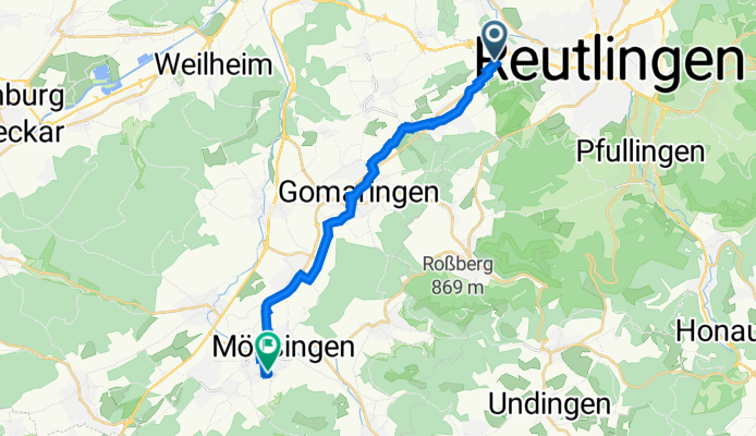 Markwiesenstraße 4, Reutlingen nach Albert-Schweitzer-Straße 4, Mössingen