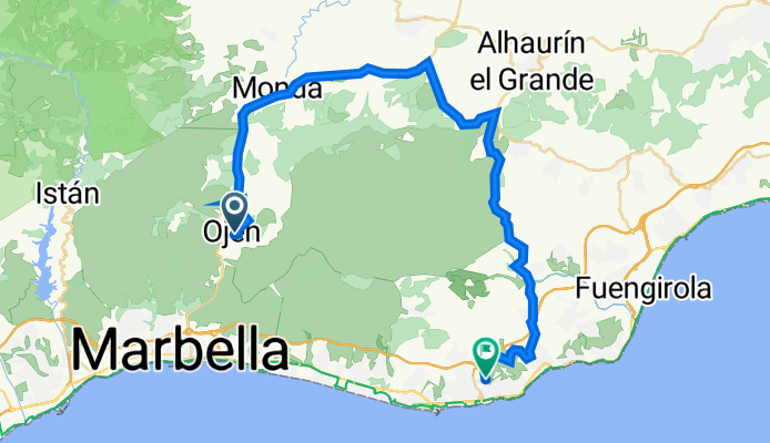 Paseo del Castillo, 2, Ojén to Calle Topacio, 49, Mijas